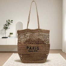 Load image into Gallery viewer, PARIS Embroidered Woven Tote Bag for Casual Travel