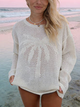Load image into Gallery viewer, Palm Open-Knit Cover Up Long Sleeve Beach Sweater