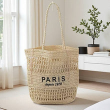 Load image into Gallery viewer, PARIS Embroidered Woven Tote Bag for Casual Travel