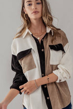Load image into Gallery viewer, Relaxed Fit Colorblock Corduroy Shacket - FINAL SALE