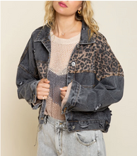 Load image into Gallery viewer, Off Duty Leopard Denim Jacket - Black Wash - FINAL SALE