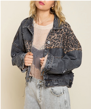 Load image into Gallery viewer, Off Duty Leopard Denim Jacket - Black Wash - FINAL SALE
