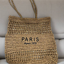 Load image into Gallery viewer, PARIS Embroidered Woven Tote Bag for Casual Travel