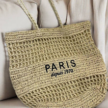 Load image into Gallery viewer, PARIS Embroidered Woven Tote Bag for Casual Travel
