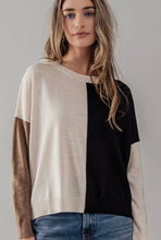 Load image into Gallery viewer, 1Crew Neck Rib Trim Color Block Sweater
