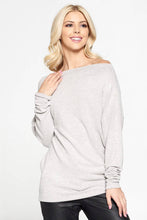 Load image into Gallery viewer, Renee C. - Heather Grey Knit Off the Shoulder Top
