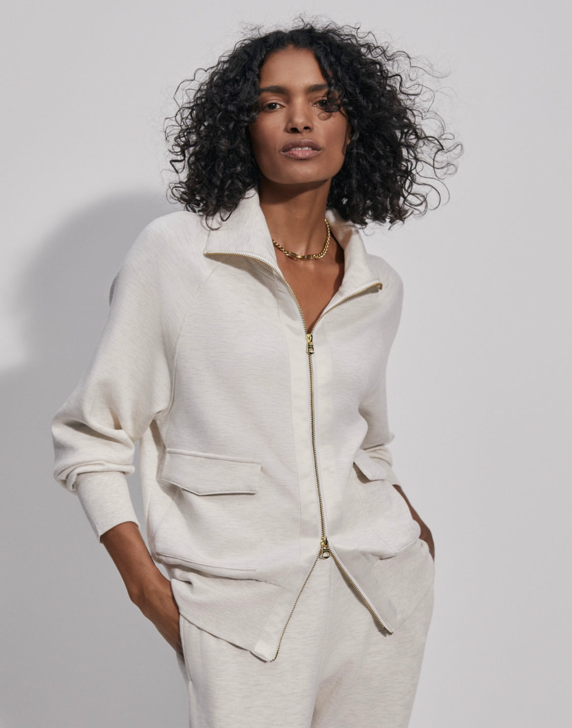 Theory 24SS ウォッシャブル ボーイフレンドジャケット　アイボリー　0 Varley Roxbury Zip Through – Amour Vogue