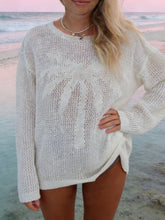 Load image into Gallery viewer, Palm Open-Knit Cover Up Long Sleeve Beach Sweater
