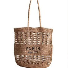 Load image into Gallery viewer, PARIS Embroidered Woven Tote Bag for Casual Travel
