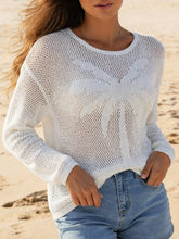 Load image into Gallery viewer, Palm Open-Knit Cover Up Long Sleeve Beach Sweater
