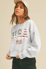 Load image into Gallery viewer, USA Flag Short Cropped Long Sleeve Sweatshirt
