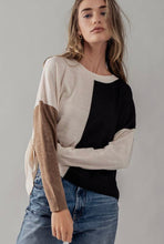 Load image into Gallery viewer, 1Crew Neck Rib Trim Color Block Sweater
