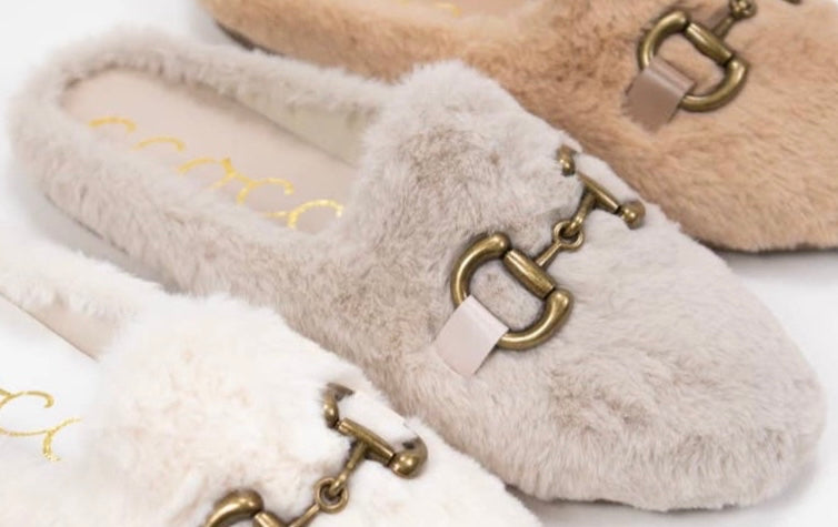 Etude Soft Fur-Lined Closed-Toe Mule Slide