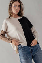 Load image into Gallery viewer, 1Crew Neck Rib Trim Color Block Sweater
