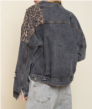 Load image into Gallery viewer, Off Duty Leopard Denim Jacket - Black Wash - FINAL SALE
