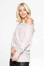 Load image into Gallery viewer, Renee C. - Heather Grey Knit Off the Shoulder Top
