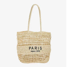 Load image into Gallery viewer, PARIS Embroidered Woven Tote Bag for Casual Travel
