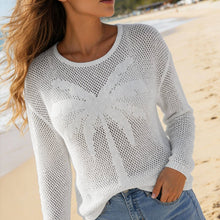 Load image into Gallery viewer, Palm Open-Knit Cover Up Long Sleeve Beach Sweater
