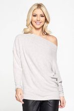 Load image into Gallery viewer, Renee C. - Heather Grey Knit Off the Shoulder Top
