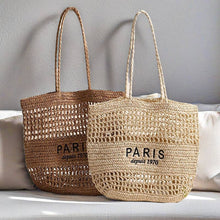 Load image into Gallery viewer, PARIS Embroidered Woven Tote Bag for Casual Travel
