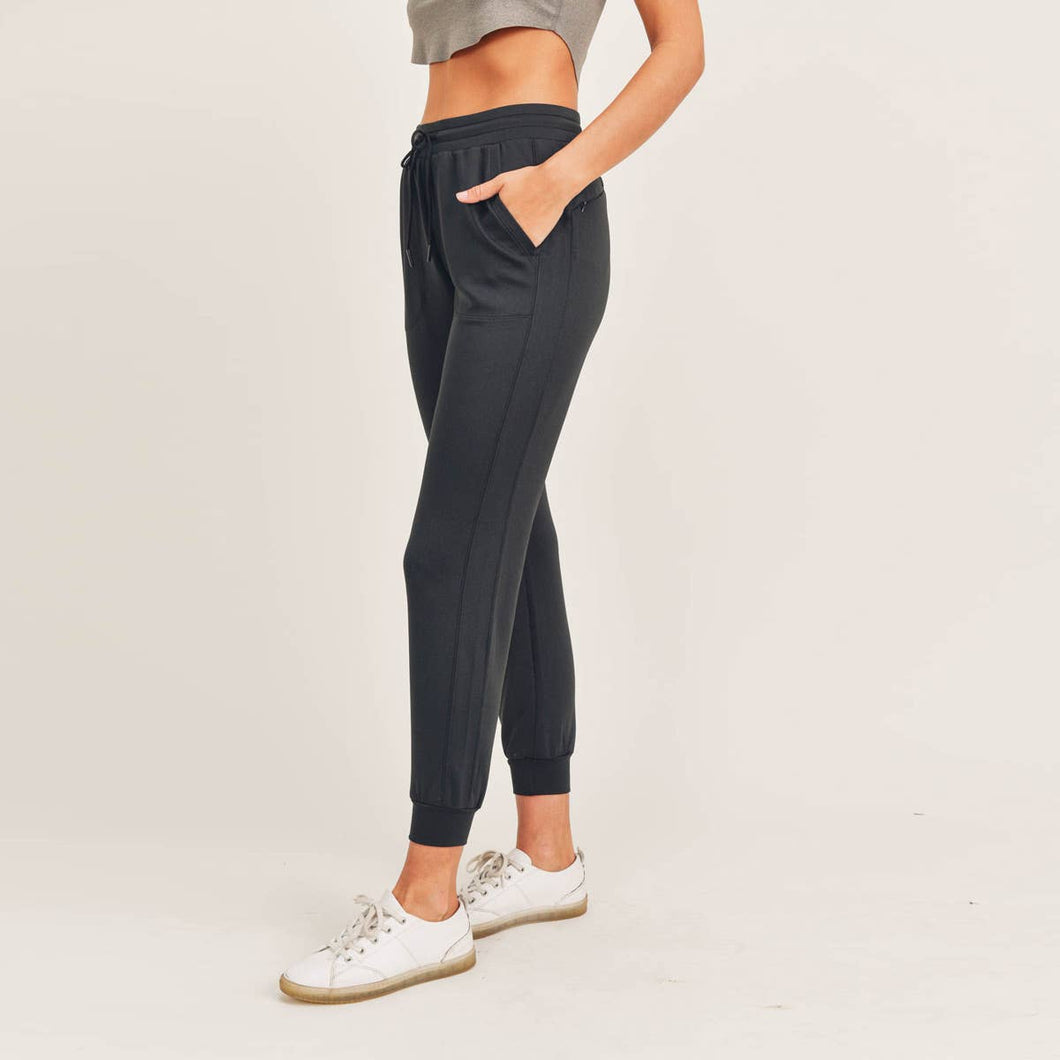 Side-Paneled Joggers with Zippered Back Pocket