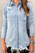 Load image into Gallery viewer, Distressed Denim Shirt-Light Wash
