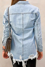 Load image into Gallery viewer, Distressed Denim Shirt-Light Wash
