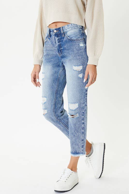 Nature Denim High Rise Crop Mom Jeans- FINAL SALE