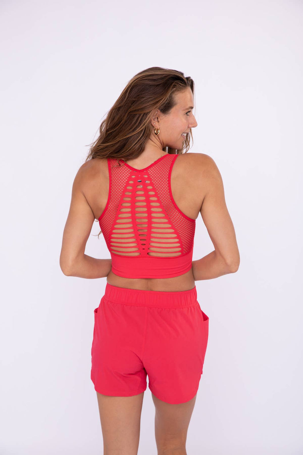 Laser Cut Seamless Sports Bra - Hibiscus