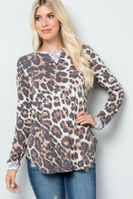 Load image into Gallery viewer, Animal Print Round Neckline Long Sleeve Top
