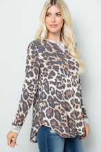 Load image into Gallery viewer, Animal Print Round Neckline Long Sleeve Top
