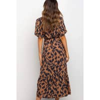 Load image into Gallery viewer, Tan Leopard Print Wrap Dress
