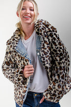 Load image into Gallery viewer, Women&#39;s Denim Leopard Fur Jacket
