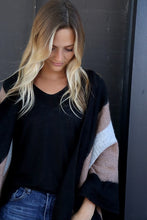 Load image into Gallery viewer, Black, grey, and tan shawl

