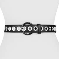 Leather Grommet Belt - BLACK