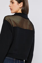 Load image into Gallery viewer, TERRY BLOCKED CROP HALF ZIP UP SWEATSHIRTS W/ MESH
