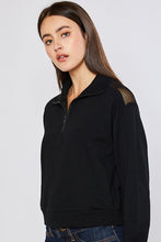 Load image into Gallery viewer, TERRY BLOCKED CROP HALF ZIP UP SWEATSHIRTS W/ MESH
