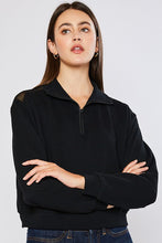 Load image into Gallery viewer, TERRY BLOCKED CROP HALF ZIP UP SWEATSHIRTS W/ MESH
