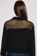 Load image into Gallery viewer, TERRY BLOCKED CROP HALF ZIP UP SWEATSHIRTS W/ MESH
