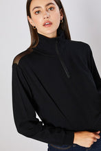 Load image into Gallery viewer, TERRY BLOCKED CROP HALF ZIP UP SWEATSHIRTS W/ MESH
