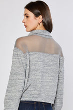 Load image into Gallery viewer, TERRY BLOCKED CROP HALF ZIP UP SWEATSHIRTS W/ MESH
