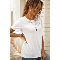 Load image into Gallery viewer, Chic Distressed Short Sleeve Top
