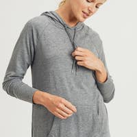 Load image into Gallery viewer, Hoodie Hi-Lo Raglan Pullover-GRAY
