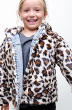 Load image into Gallery viewer, Kids Denim Leopard Fur Jacket

