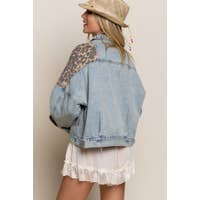 Load image into Gallery viewer, Off Duty Leopard Denim Jacket - Light Wash - FINAL SALE

