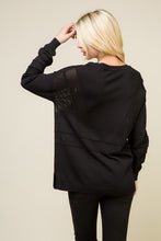 Load image into Gallery viewer, Long Sleeve Knit Perforated Sweater - Black
