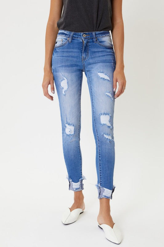 KanCan - Mid Rise Distressed Ankle Skinny Jeans