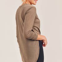 Load image into Gallery viewer, Ribbed Mesh Long Sleeve Flow Top with Side Slits - MOCHA
