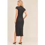 Load image into Gallery viewer, Side Ruched Ribbed Dress - Black - FINAL SALE
