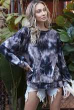 Load image into Gallery viewer, Soft brushed tie dye fur top-Black
